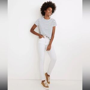 MADEWELL SIZE 26 10" High-Rise Skinny Jeans in Pure White pants high rise waist